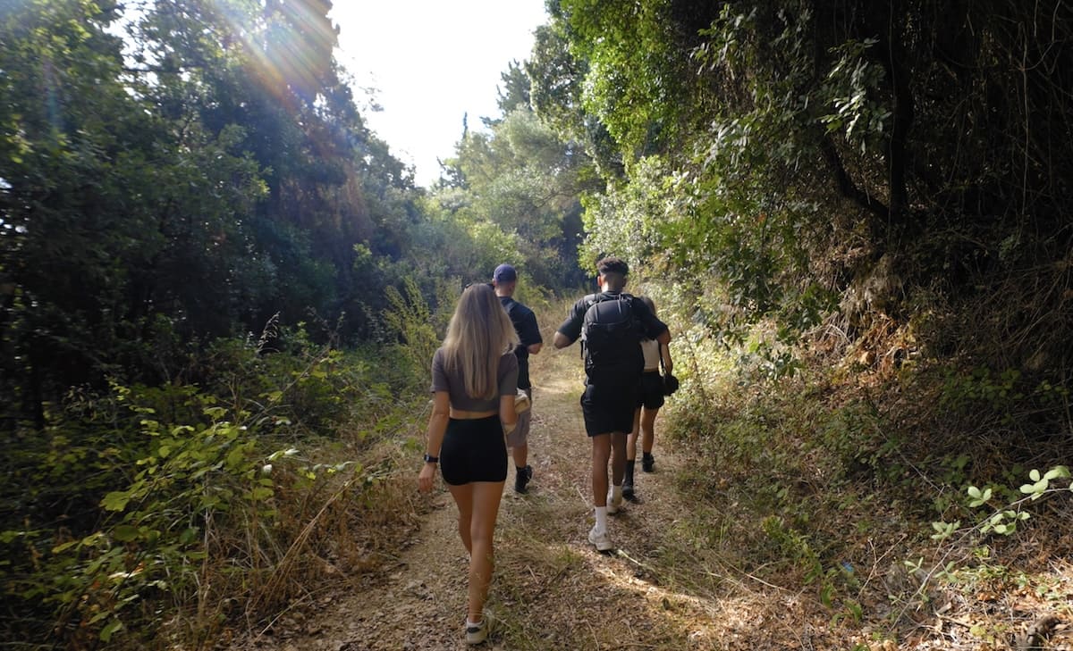 people hiking in corfu island